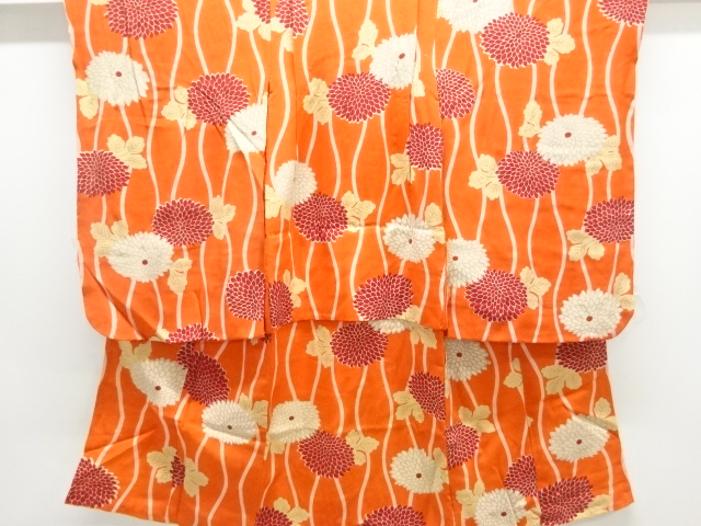 アンティーク　紋錦紗 立涌に菊模様着物